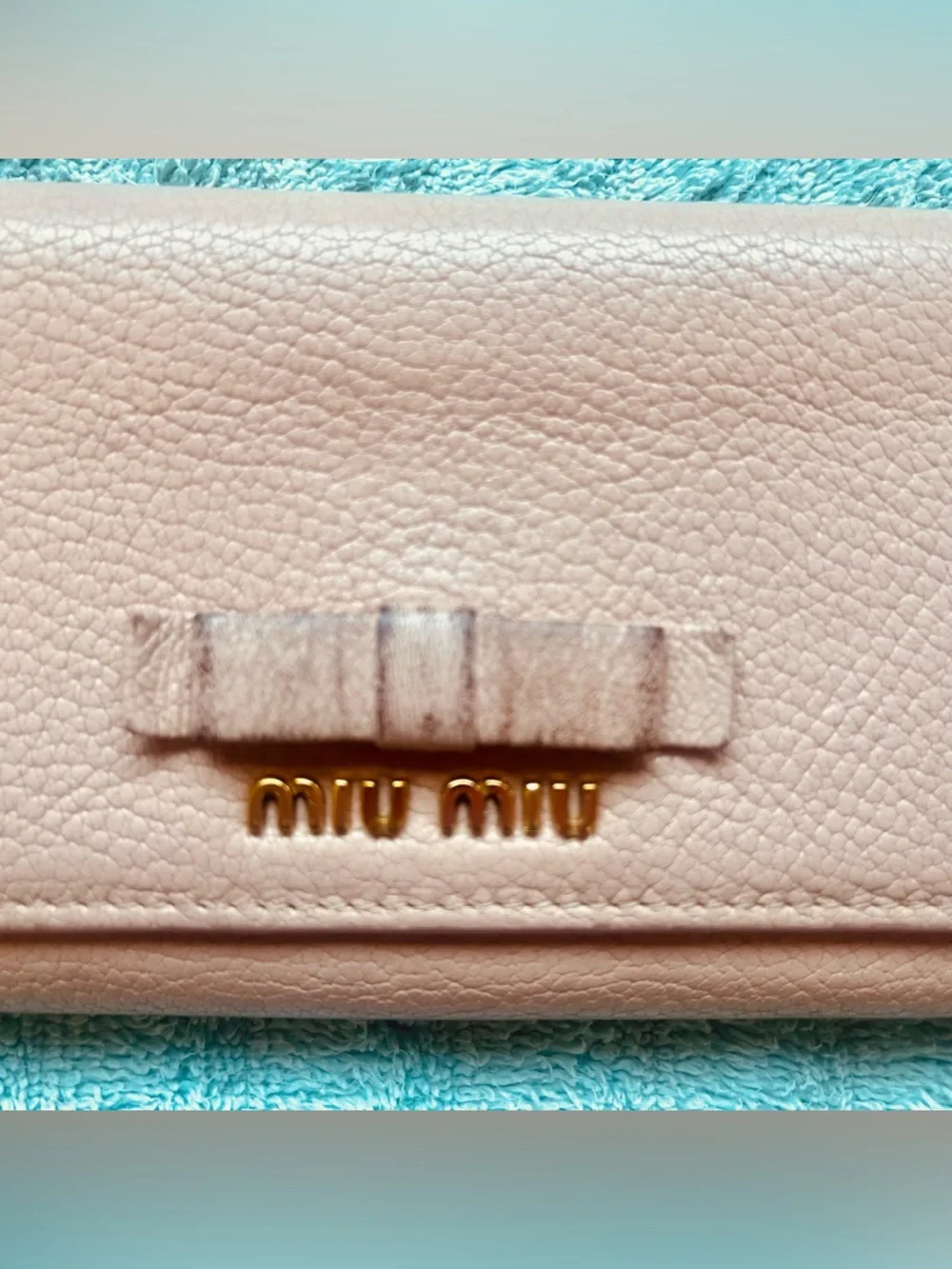 Miu Miu Madras Fiocco Bow Continental Wallet Blush Pink Leather COA -GUC - Picture 2 of 16